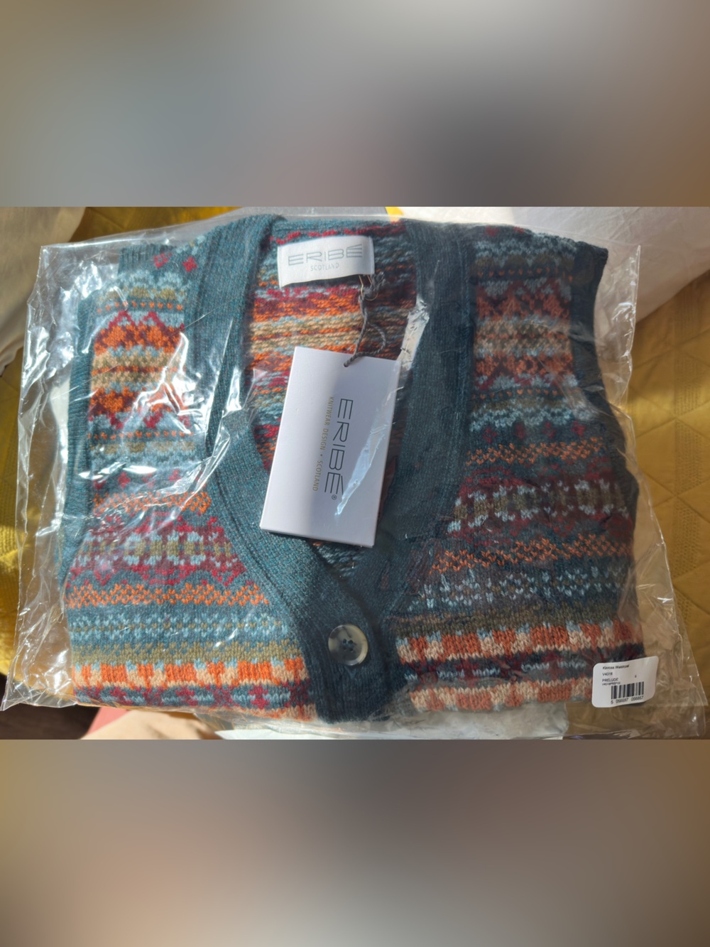 SOLD NWT SMALL Pyne & Smith Eribé Fair Isle Merino Wool Waistcoat in Prelude - Picture 3 of 7